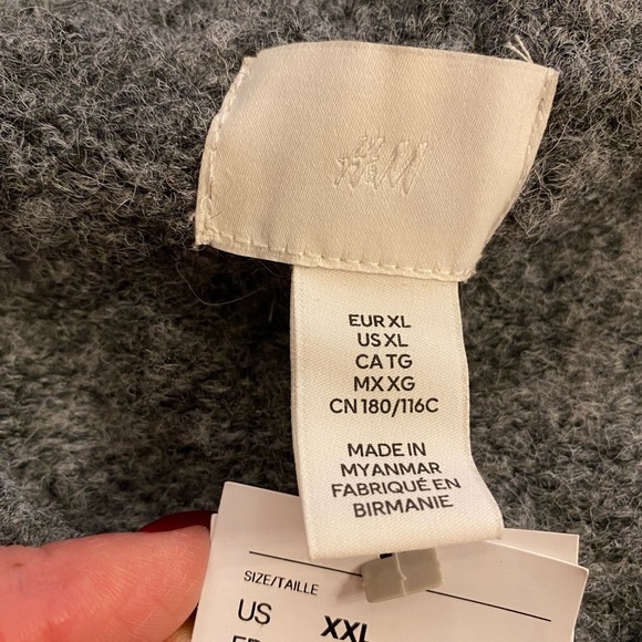 H&M Women’s Oversized Pullover V-Neck Sweater Gray XL-XXL - Picture 9 of 11